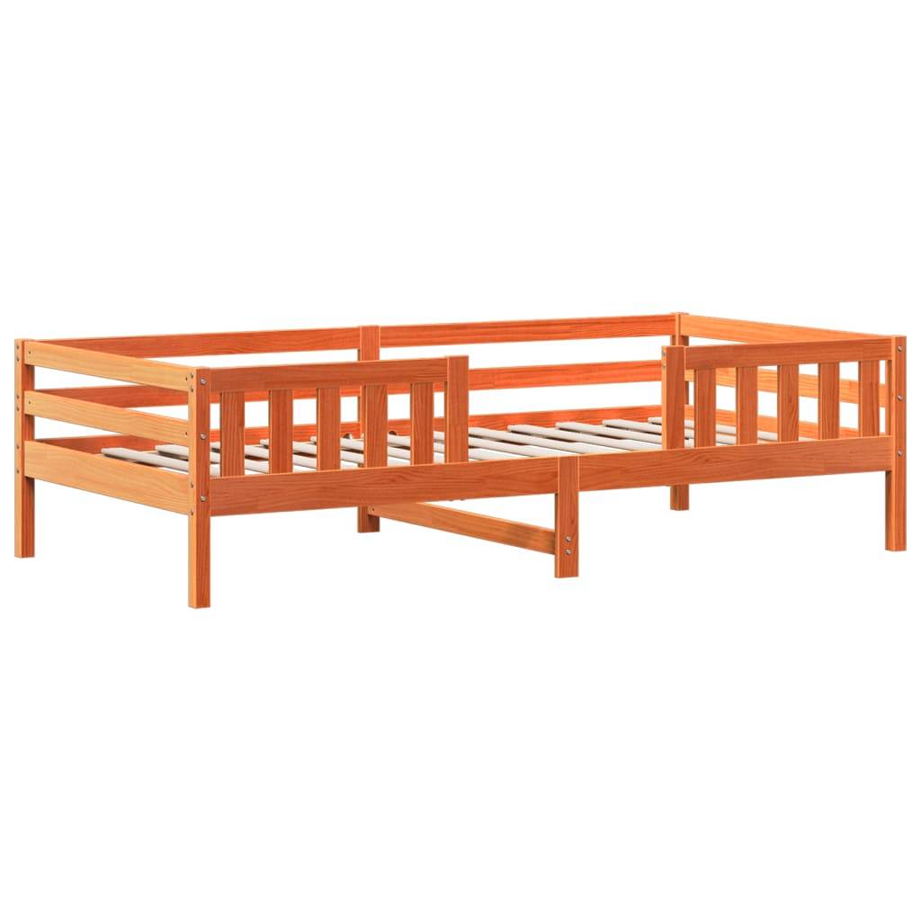 vidaXL Massivholzbett mit Dach Wachsbraun 75x190 cm Kiefer