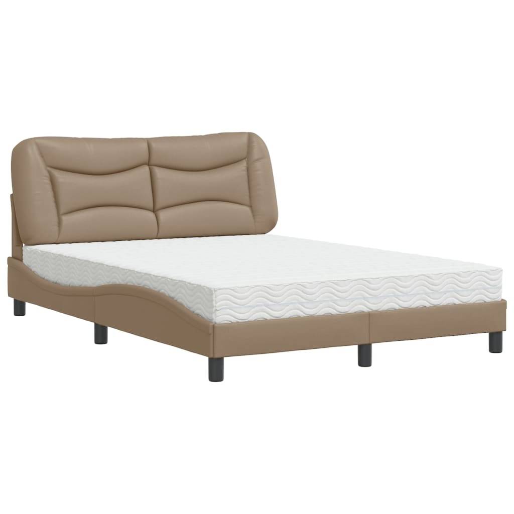 vidaXL Bett mit Matratze "Hvar" Cappuccino-Braun 140x190 cm Kunstleder