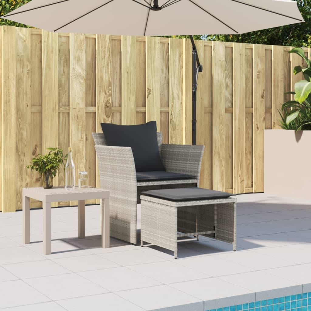 vidaXL Gartenstuhl mit Fußhocker Hellgrau Poly Rattan