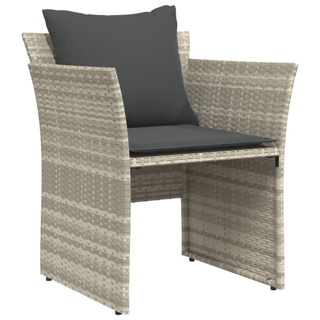 vidaXL Gartenstuhl mit Fußhocker Hellgrau Poly Rattan