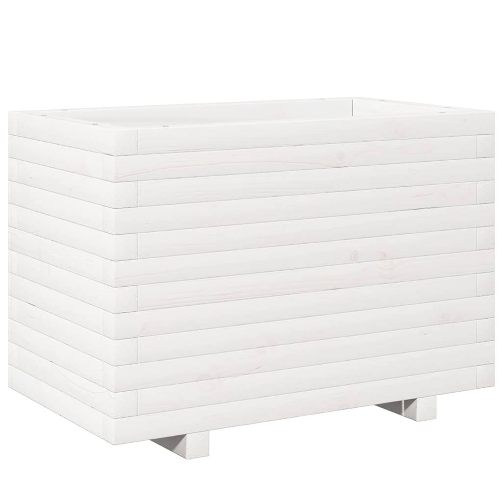 vidaXL Pflanzkübel Weiß 70x40x49,5 cm Massivholz Kiefer