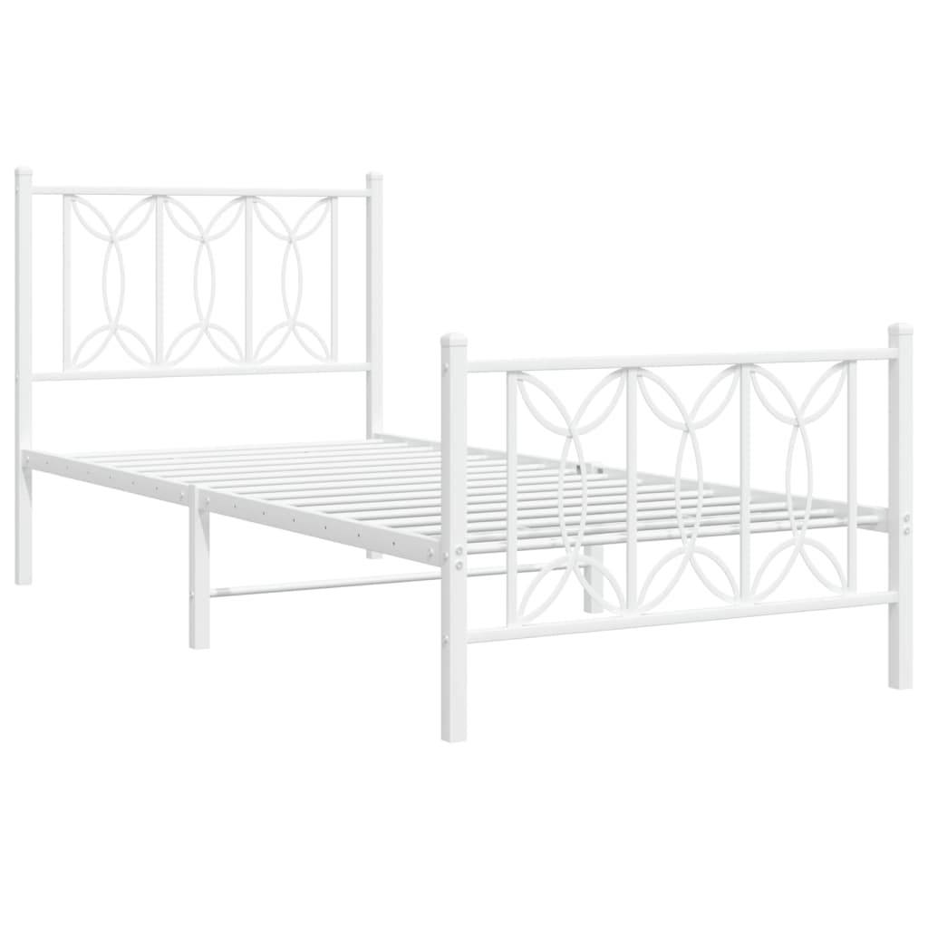 vidaXL Bettgestell mit Kopf- und Fußteil Metall Weiß 75x190 cm