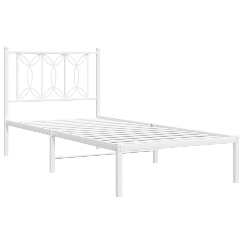 vidaXL Bettgestell mit Kopfteil Metall Weiß 90x200 cm