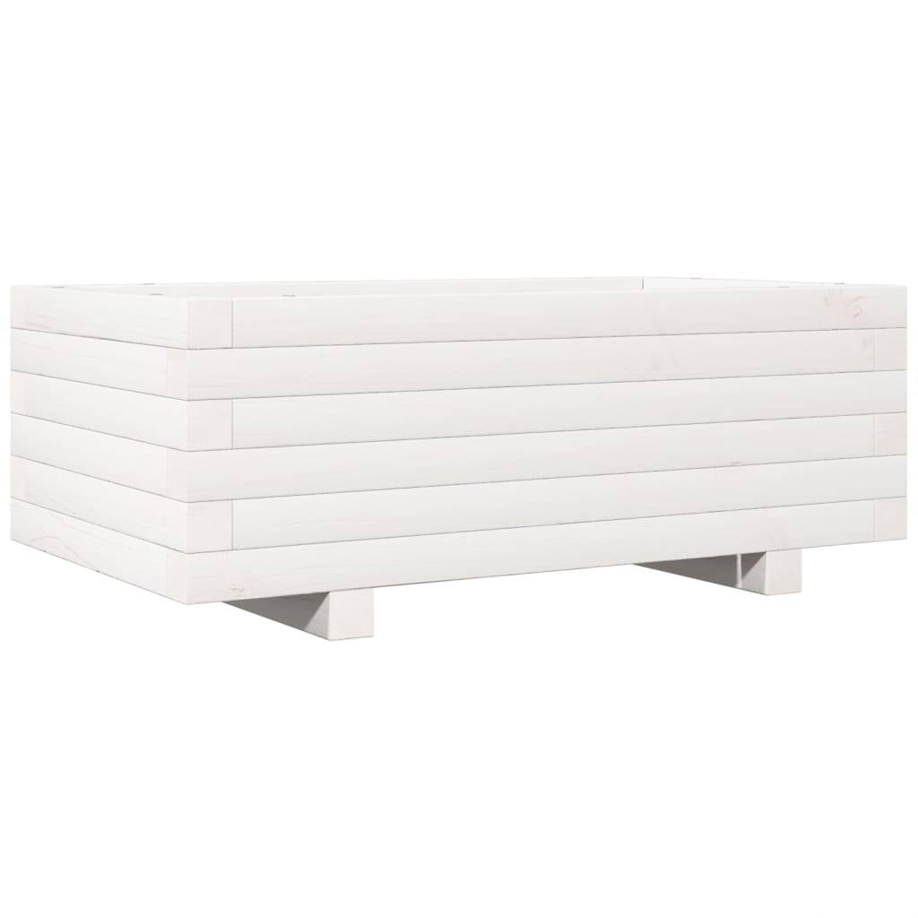 vidaXL Pflanzkübel Weiß 70x40x26,5 cm Massivholz Kiefer