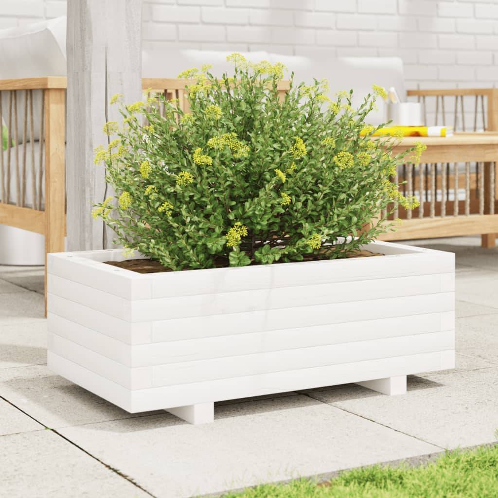 vidaXL Pflanzkübel Weiß 70x40x26,5 cm Massivholz Kiefer