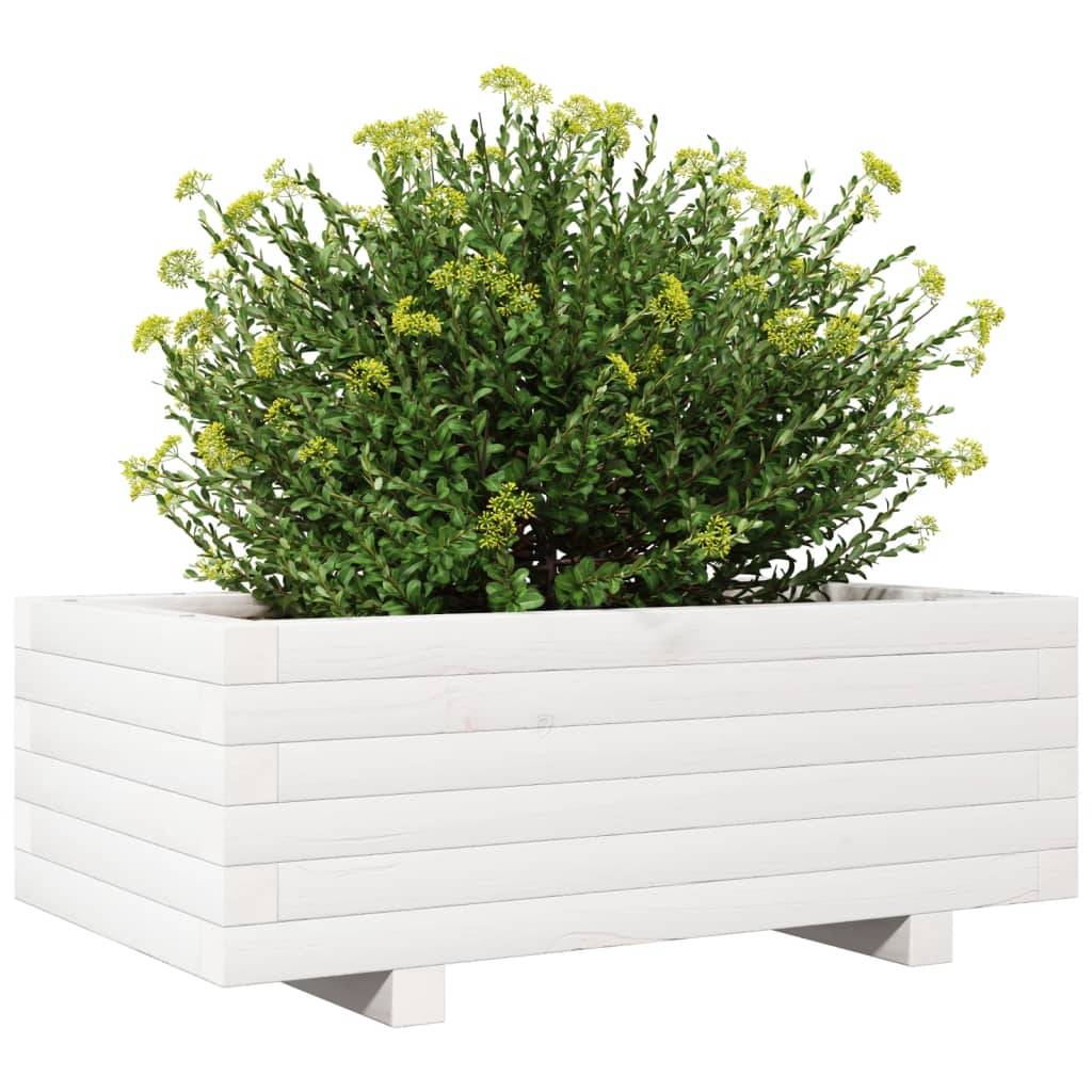 vidaXL Pflanzkübel Weiß 70x40x26,5 cm Massivholz Kiefer