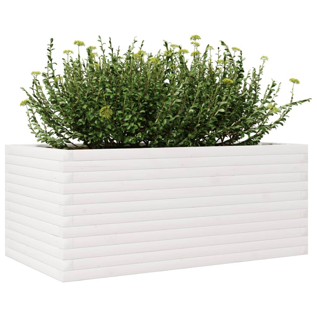 vidaXL Pflanzkübel Weiß 110x60x45,5 cm Massivholz Kiefer