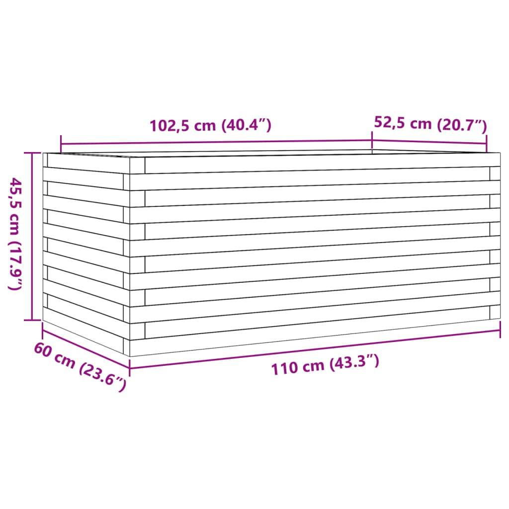 vidaXL Pflanzkübel Weiß 110x60x45,5 cm Massivholz Kiefer