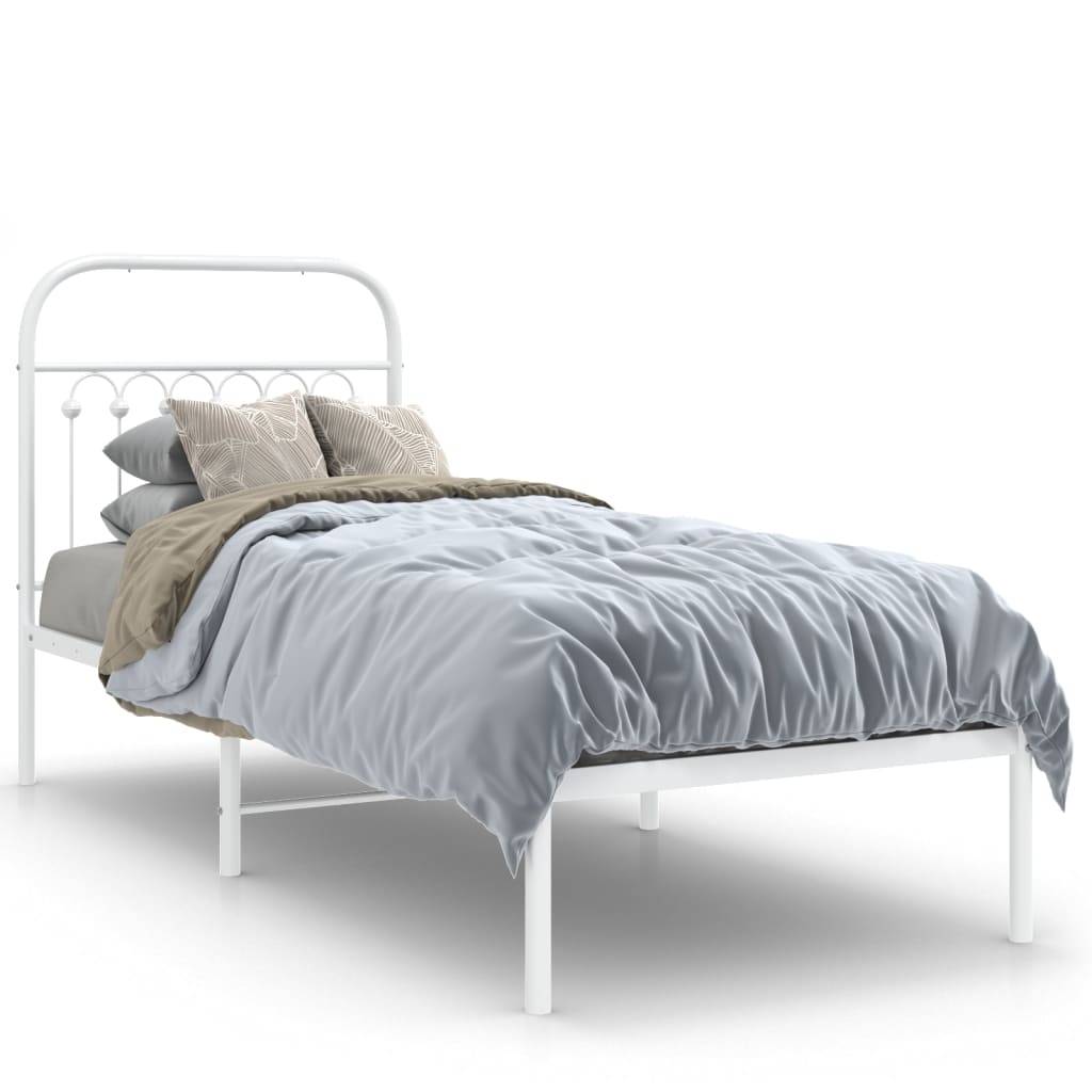 vidaXL Bettgestell mit Kopfteil Metall Weiß 80x200 cm