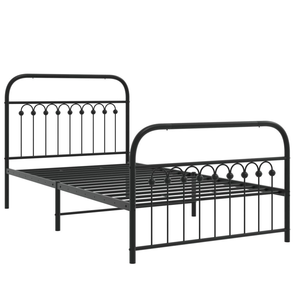 vidaXL Bettgestell mit Kopf- und Fußteil Metall Schwarz 100x200 cm