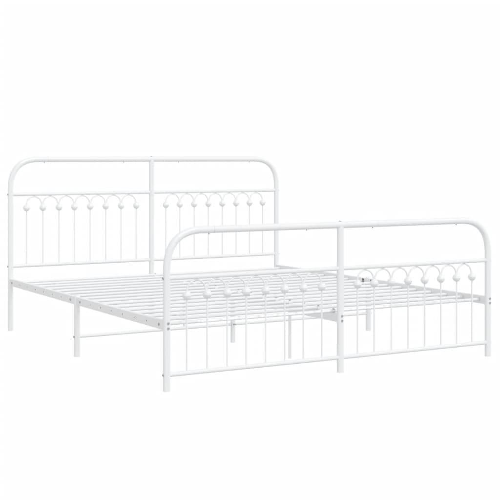 vidaXL Bettgestell mit Kopf- und Fußteil Metall Weiß 183x203 cm