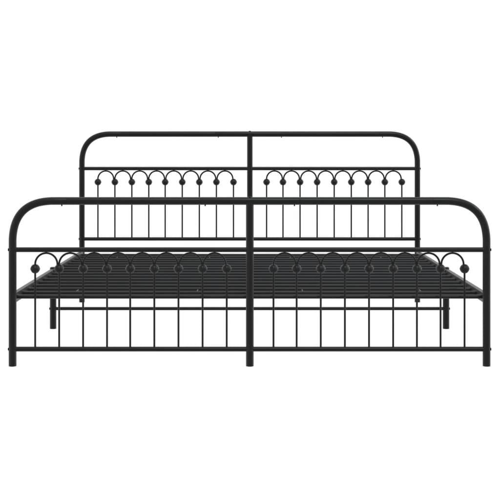vidaXL Bettgestell mit Kopf- und Fußteil Metall Schwarz 193x203 cm