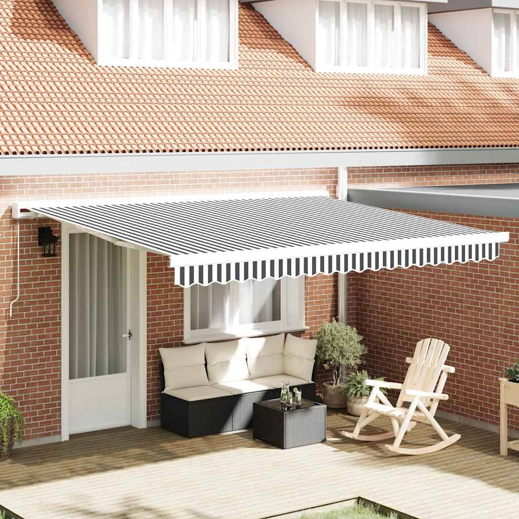 vidaXL Markise Einziehbar Anthrazit und Weiß 4x3 m Stoff und Aluminium