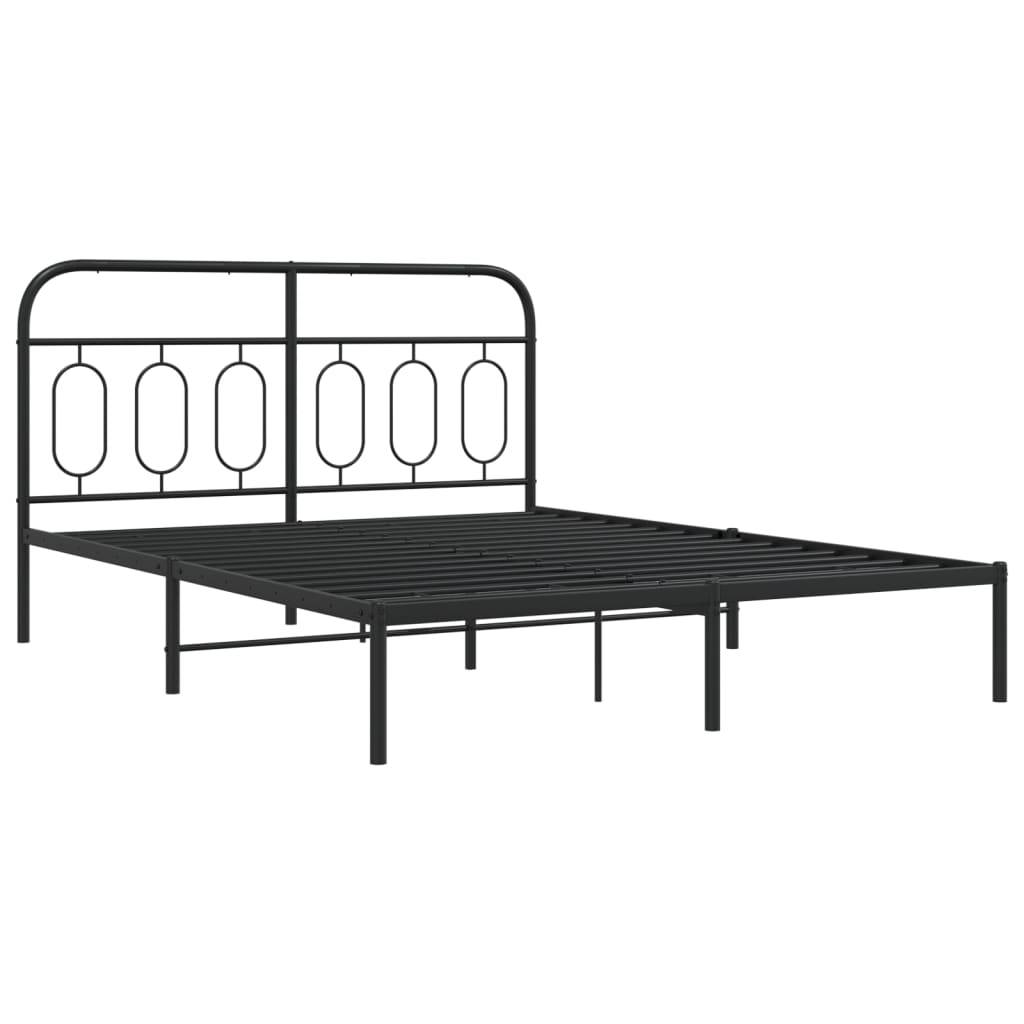 vidaXL Bettgestell mit Kopfteil Metall Schwarz 150x200 cm