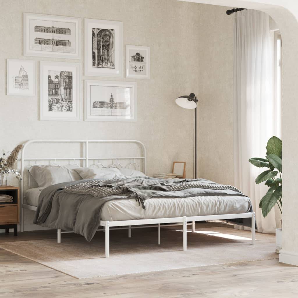 vidaXL Bettgestell mit Kopfteil Metall Weiß 140x190 cm