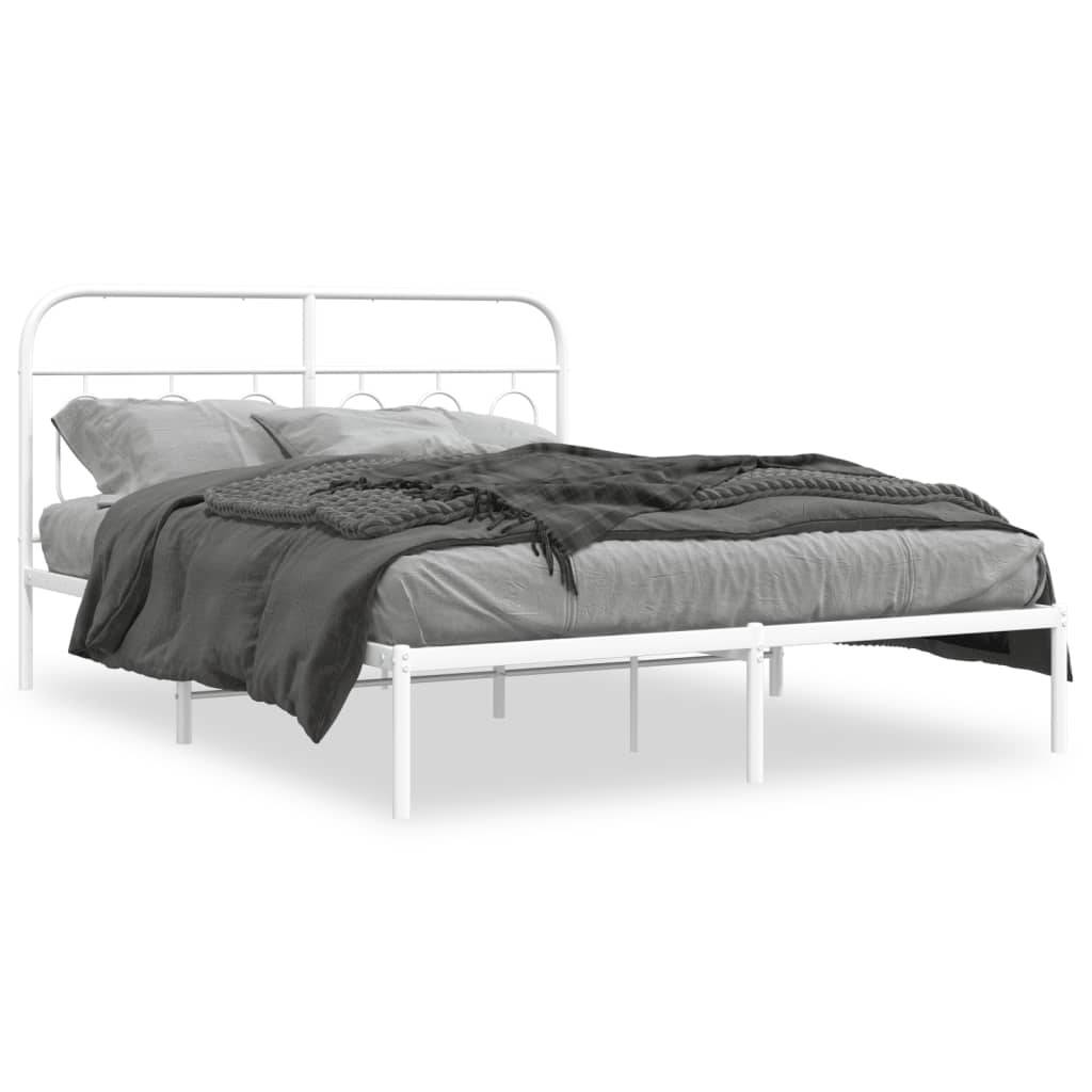 vidaXL Bettgestell mit Kopfteil Metall Weiß 140x190 cm