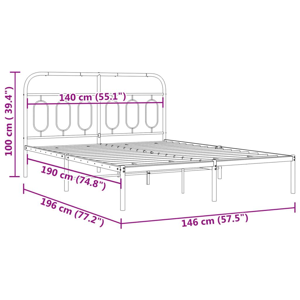vidaXL Bettgestell mit Kopfteil Metall Weiß 140x190 cm