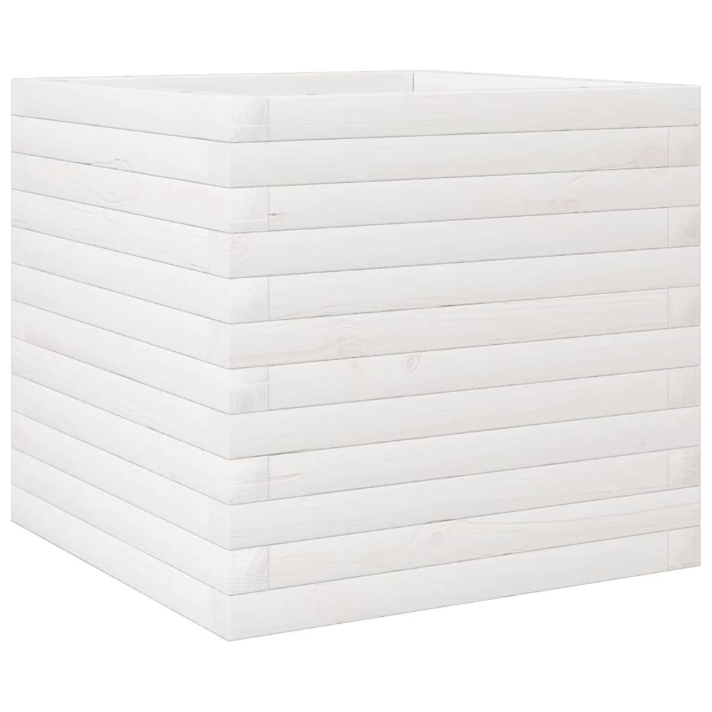 vidaXL Pflanzkübel Weiß 50x50x45,5 cm Massivholz Kiefer