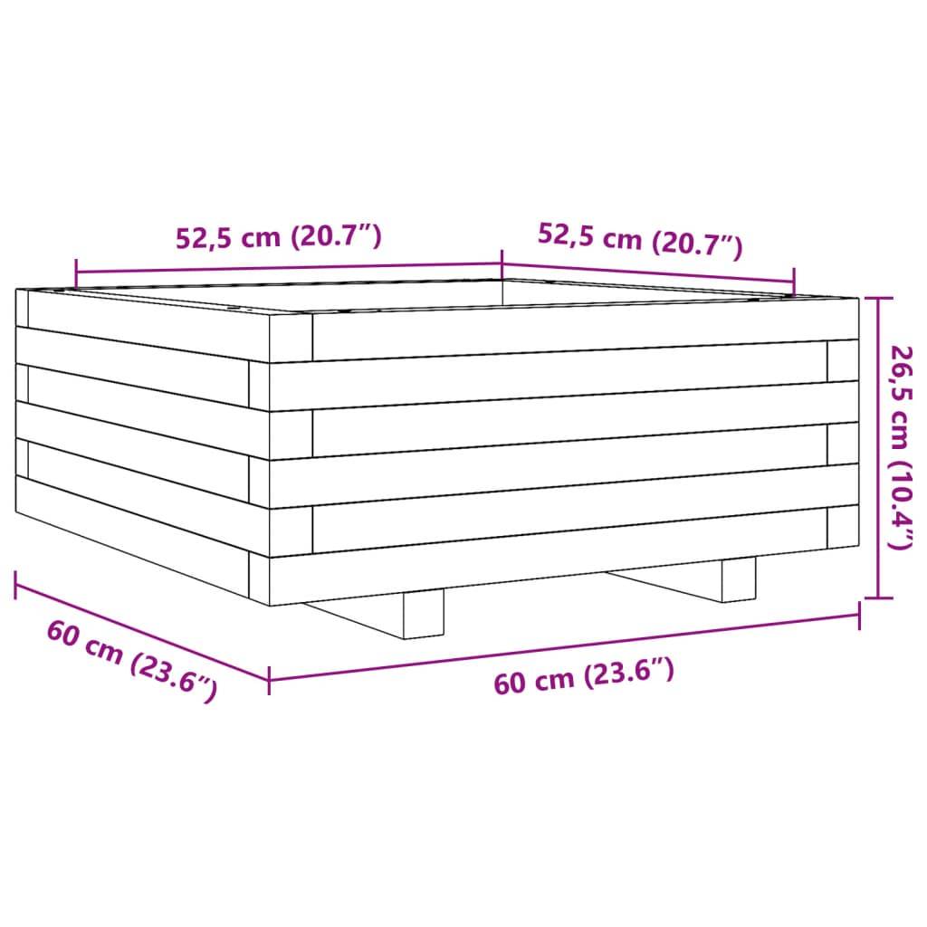 vidaXL Pflanzkübel Wachsbraun 60x60x26,5 cm Massivholz Kiefer