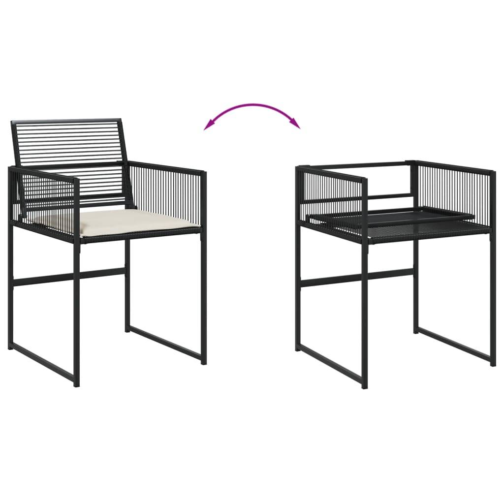 vidaXL 15-tlg. Garten-Essgruppe mit Kissen Schwarz Poly Rattan