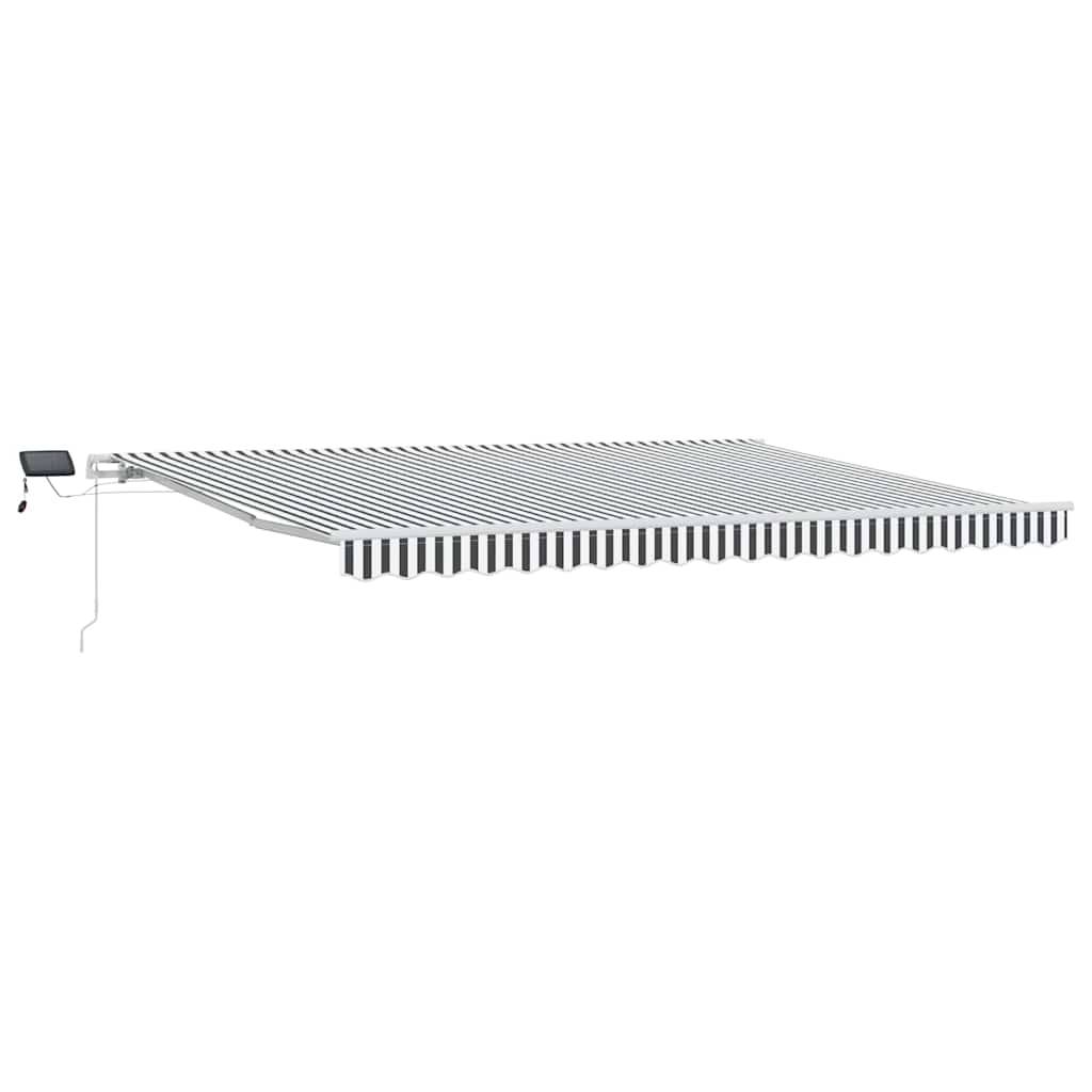 vidaXL Markise mit LED-Beleuchtung Manuell Anthrazit & Weiß 450x300 cm