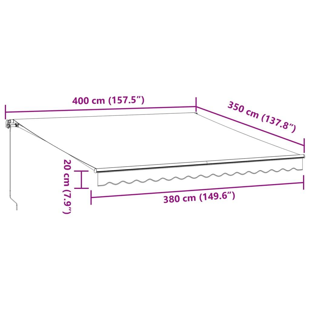vidaXL Markise Manuell mit LEDs Anthrazit & Weiß 400x350 cm