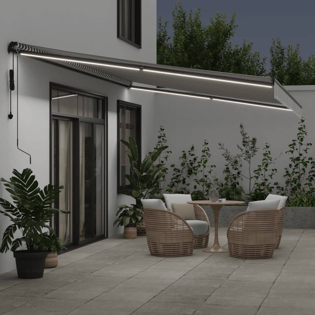 vidaXL Markise Automatisch mit LEDs Anthrazit & Weiß 600x350 cm