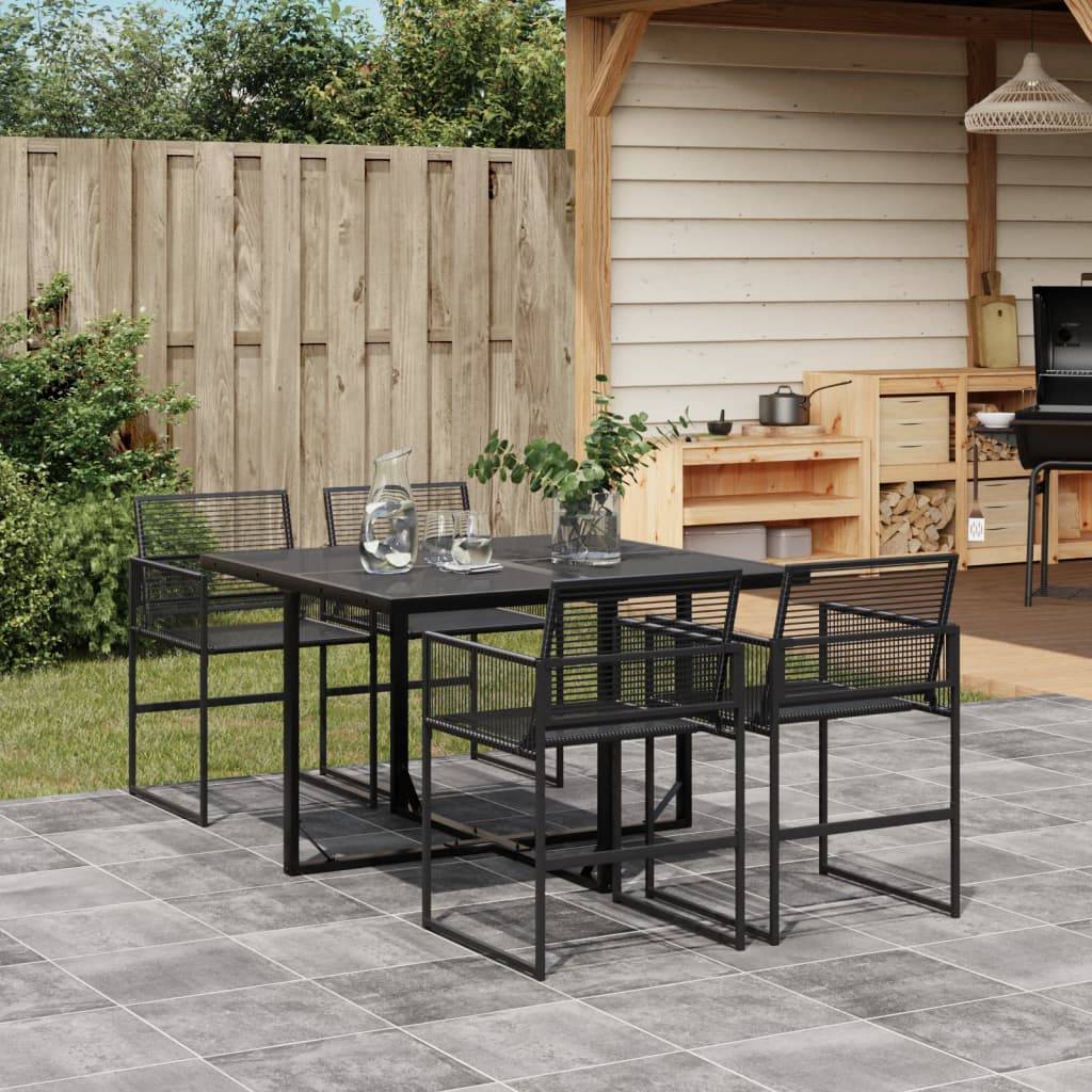 vidaXL 5-tlg. Garten-Essgruppe Schwarz Poly Rattan