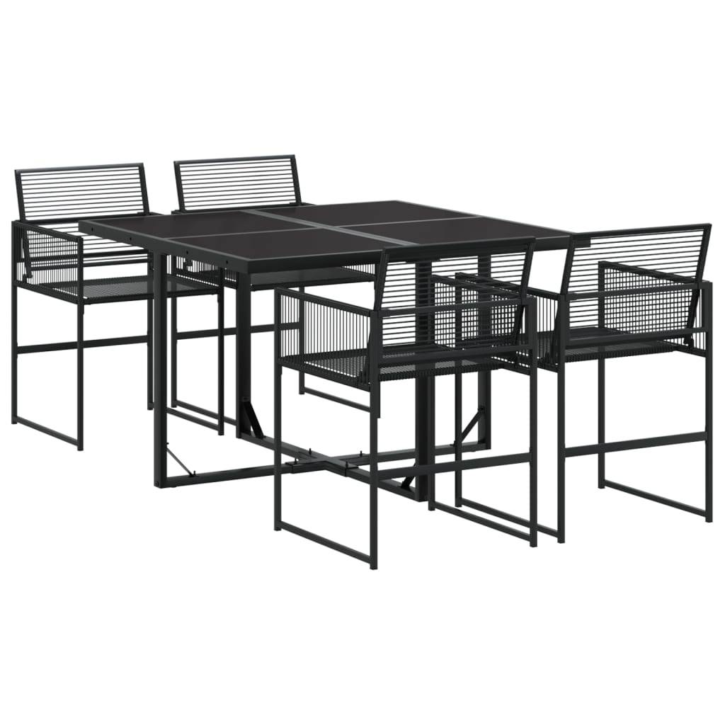 vidaXL 5-tlg. Garten-Essgruppe Schwarz Poly Rattan