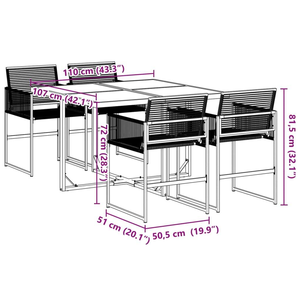 vidaXL 5-tlg. Garten-Essgruppe Schwarz Poly Rattan