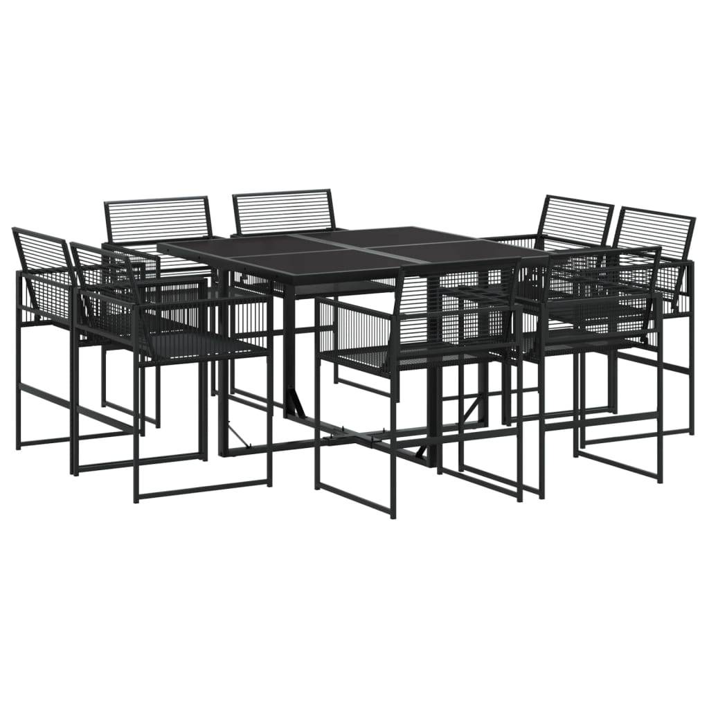 vidaXL 9-tlg. Garten-Essgruppe Schwarz Poly Rattan