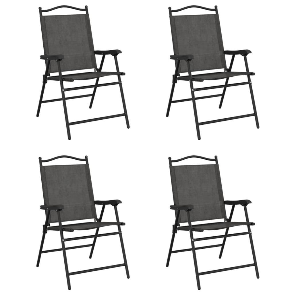 vidaXL Klappbare Gartenstühle 4 Stk. Graumeliert Stahl und Textilene