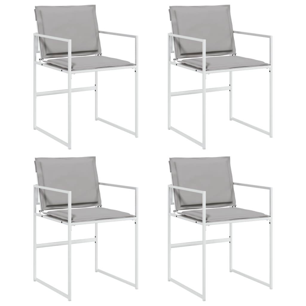 vidaXL Gartenstühle mit Kissen 4 Stk. Weiß Stahl und Textilene
