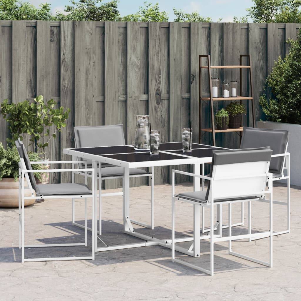 vidaXL Gartenstühle mit Kissen 4 Stk. Weiß Stahl und Textilene