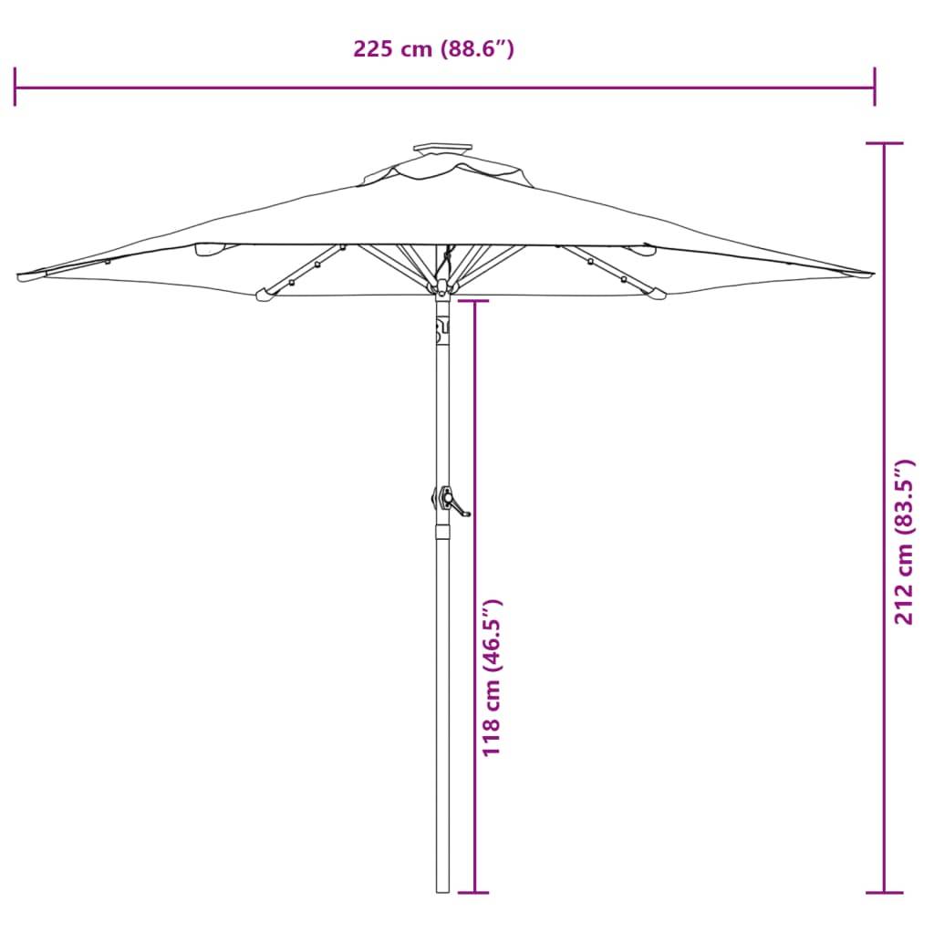 vidaXL Sonnenschirm mit LED und Stahlmast Terracotta 225x225x212 cm