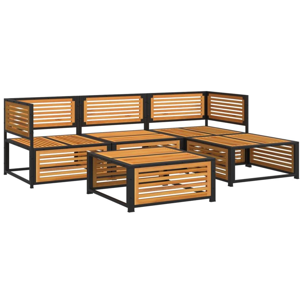 vidaXL 5-tlg. Garten-Sofagarnitur mit Kissen Massivholz Akazie