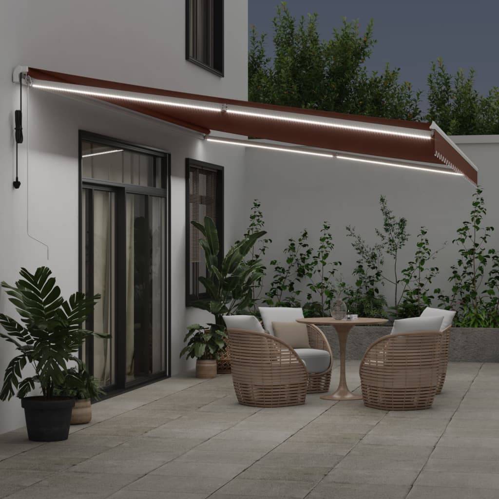 vidaXL Markise Automatisch mit LED Braun 600x350 cm