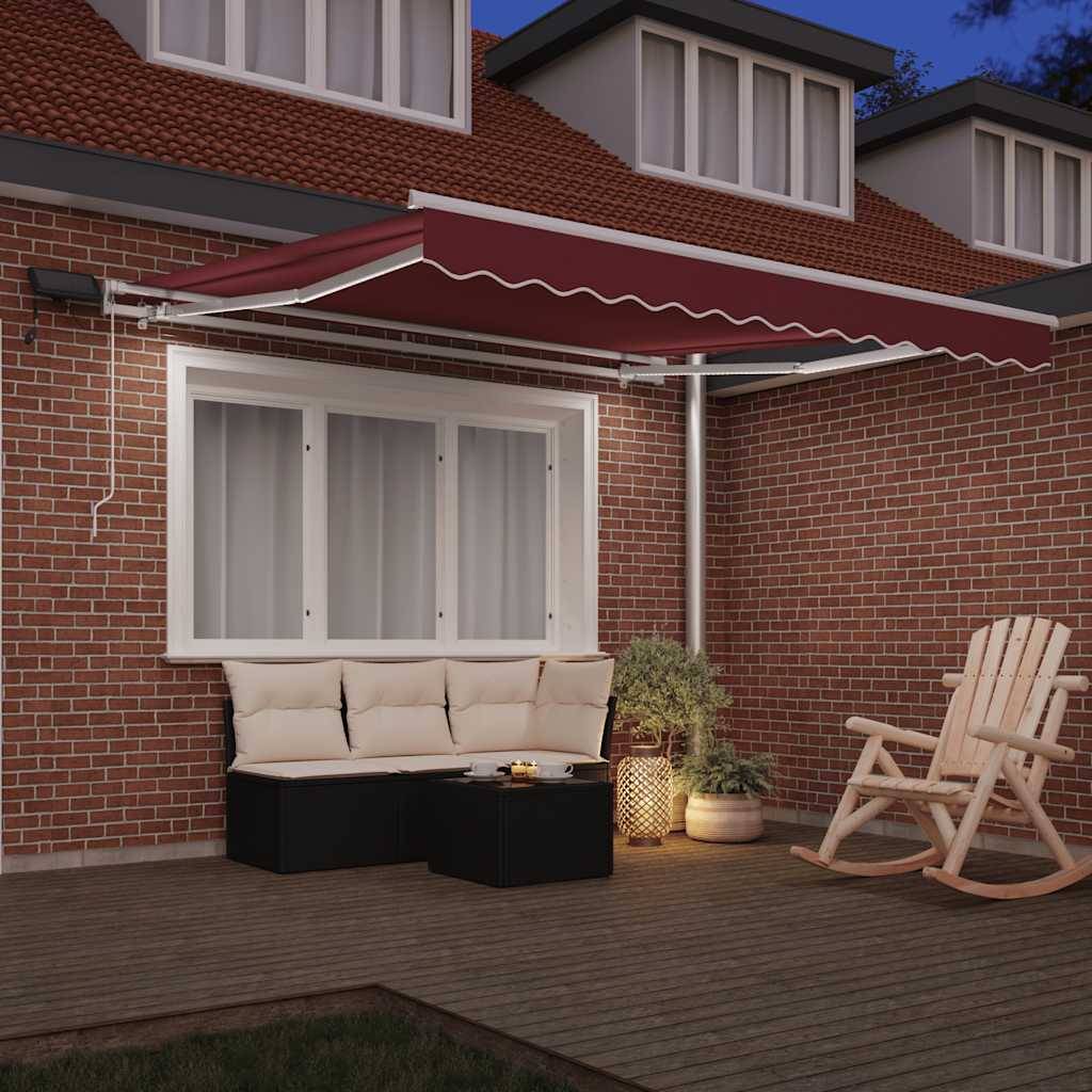vidaXL Markise Manuell mit LED Weinrot 300x250 cm