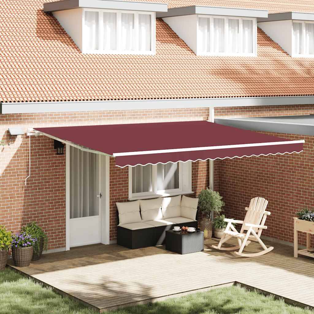 vidaXL Markise Manuell mit LED Weinrot 450x300 cm