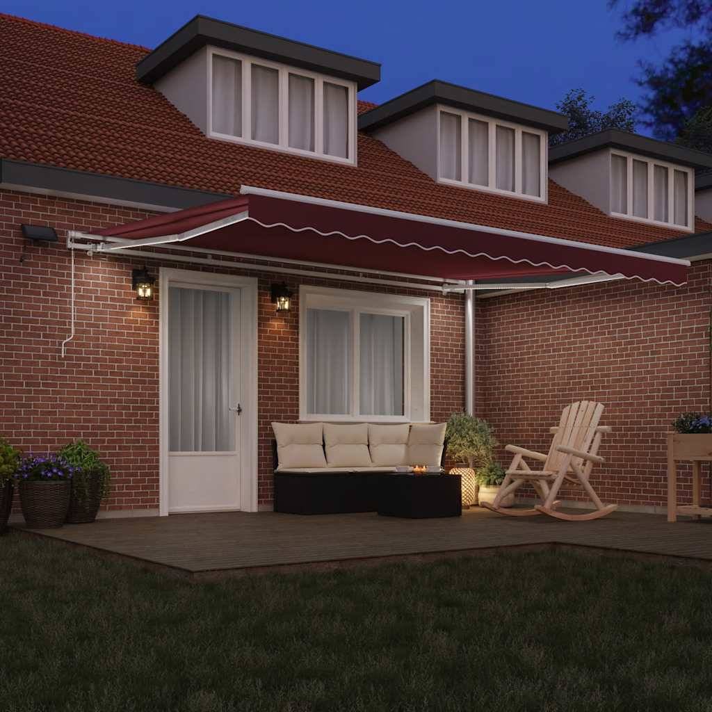 vidaXL Markise Manuell mit LED Weinrot 450x300 cm