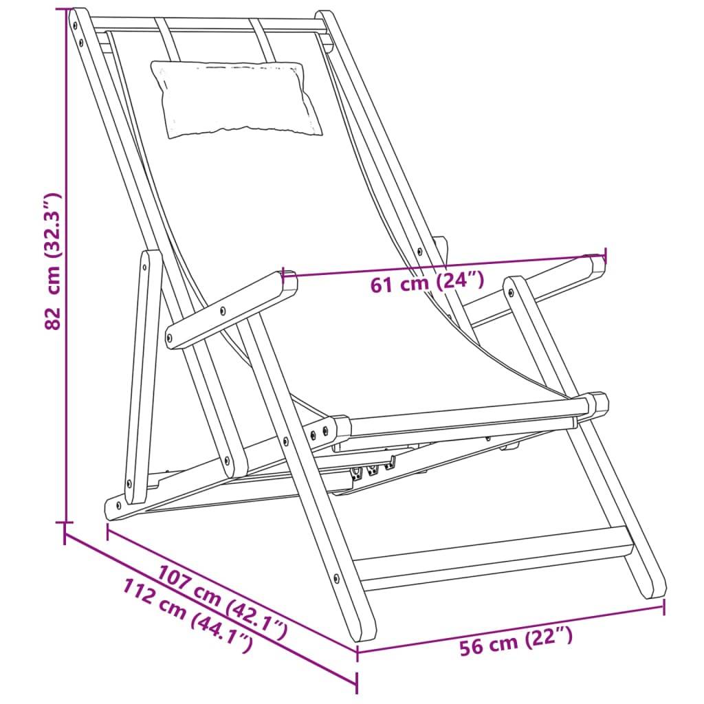 vidaXL Strandstühle 2 Stk. Klappbar Blau Weiß Stoff und Massivholz