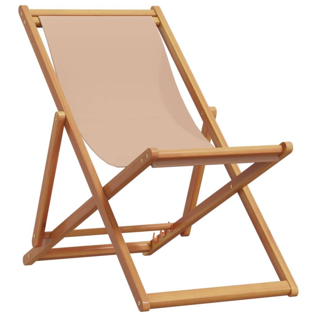 vidaXL Strandstühle 2 Stk. Klappbar Taupe Stoff und Massivholz