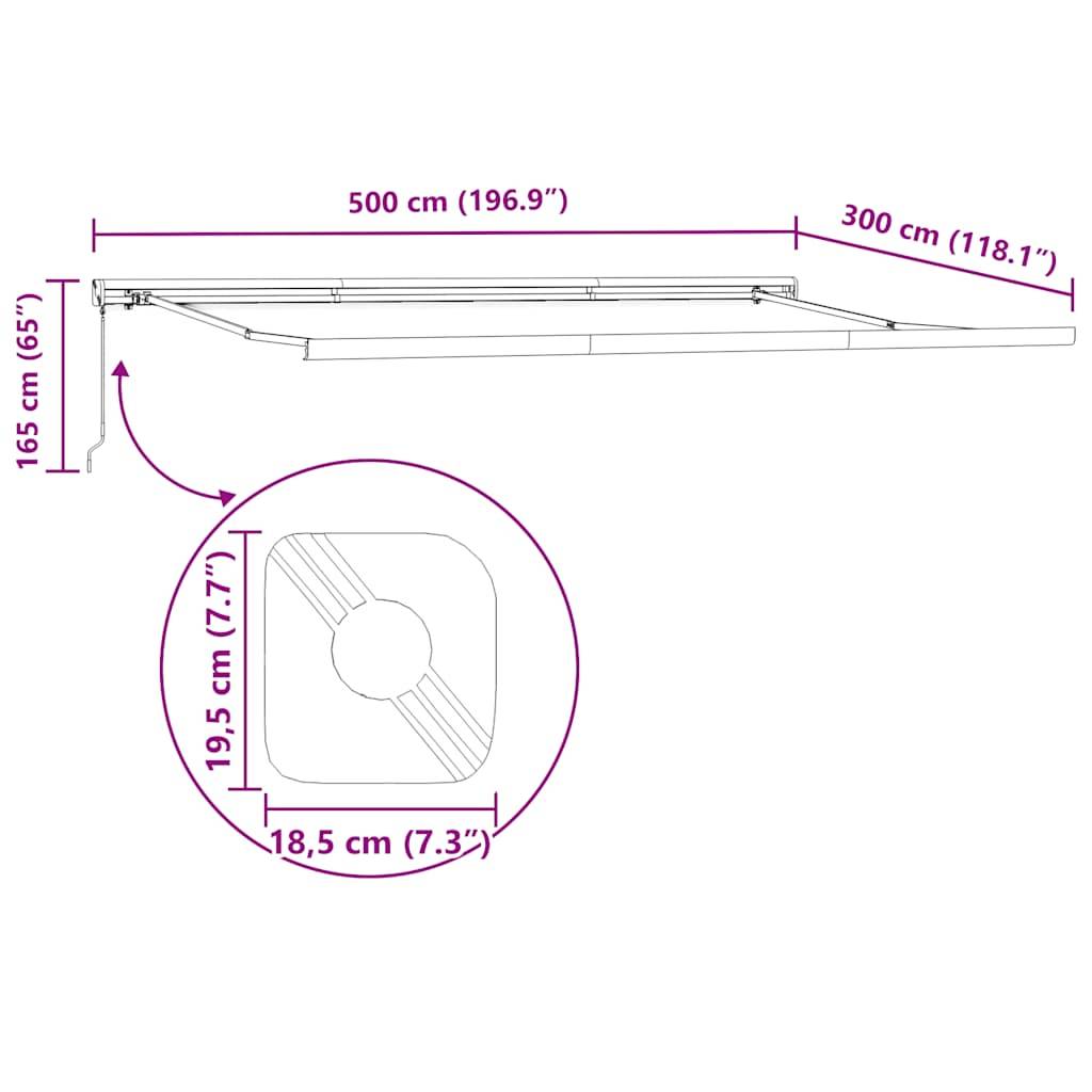 vidaXL Markise Manuell Weinrot 500x300 cm