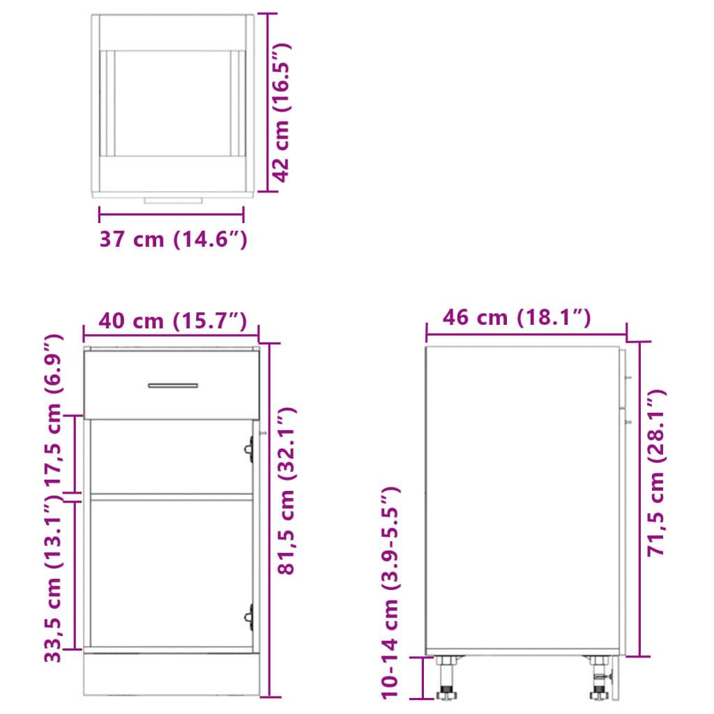 vidaXL Schubunterschrank Lyon Sonoma-Eiche 40x46x81,5 cm Holzwerkstoff