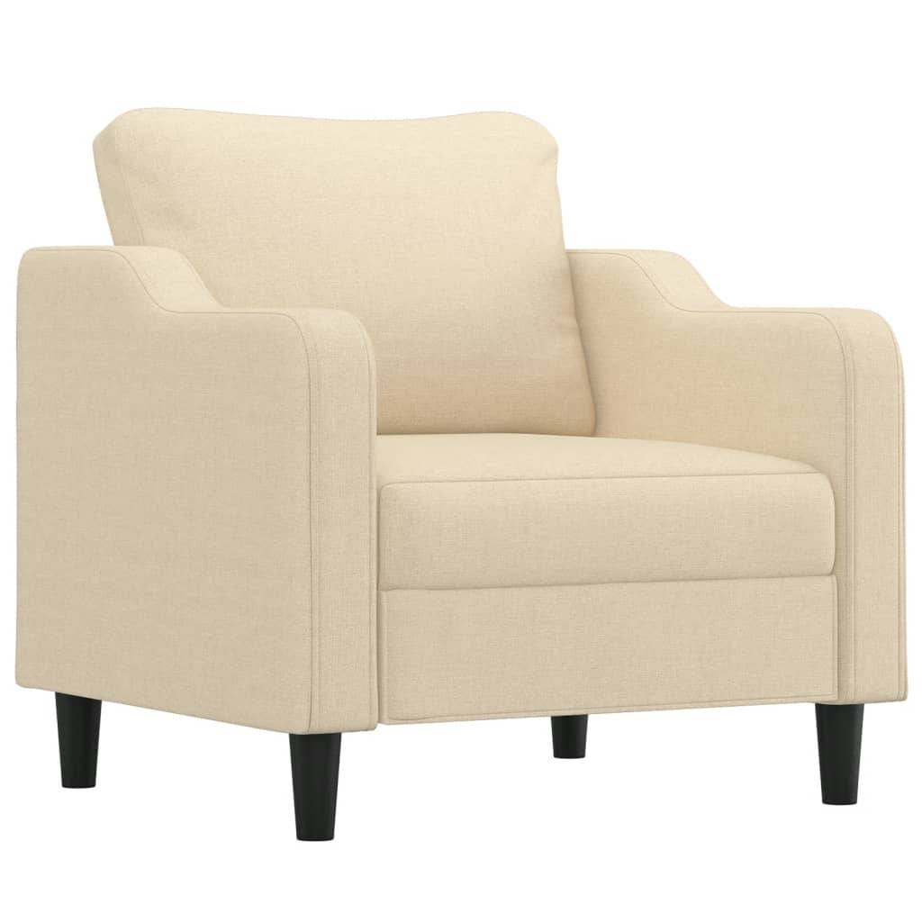 vidaXL 3-tlg. Sofagarnitur mit Kissen Creme Stoff