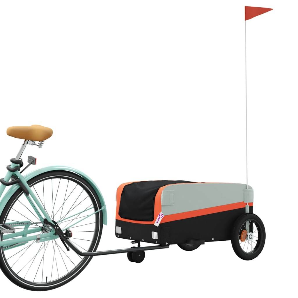 vidaXL Fahrradanhänger Schwarz und Orange 30 kg Eisen