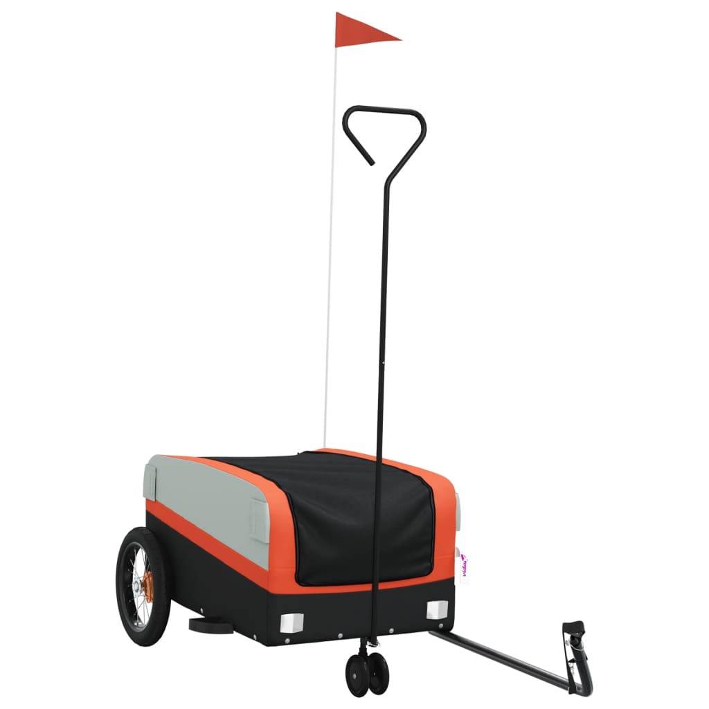 vidaXL Fahrradanhänger Schwarz und Orange 30 kg Eisen