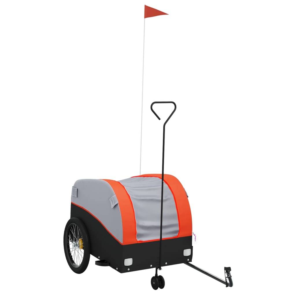 vidaXL Fahrradanhänger Schwarz und Orange 45 kg Eisen
