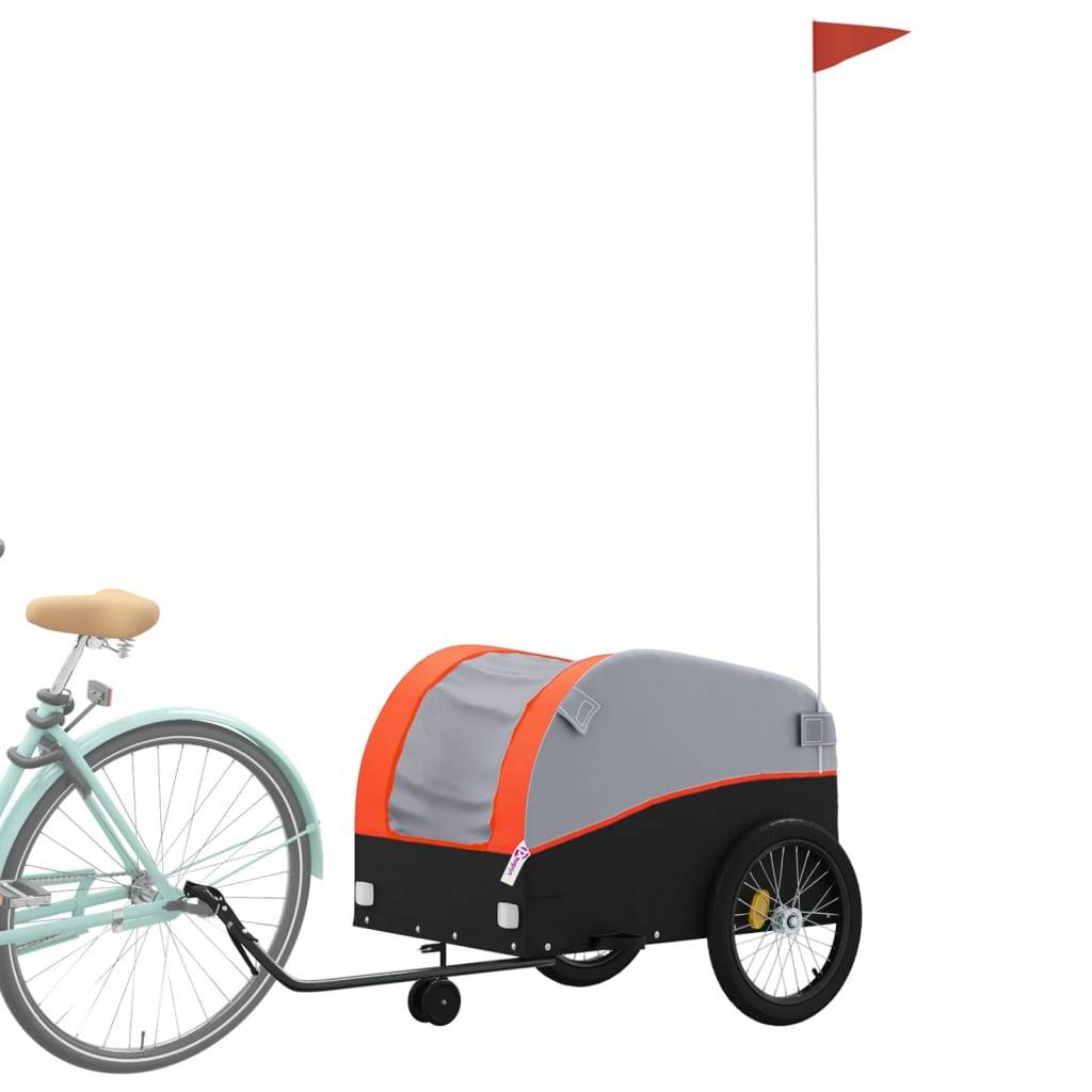 vidaXL Fahrradanhänger Schwarz und Orange 45 kg Eisen
