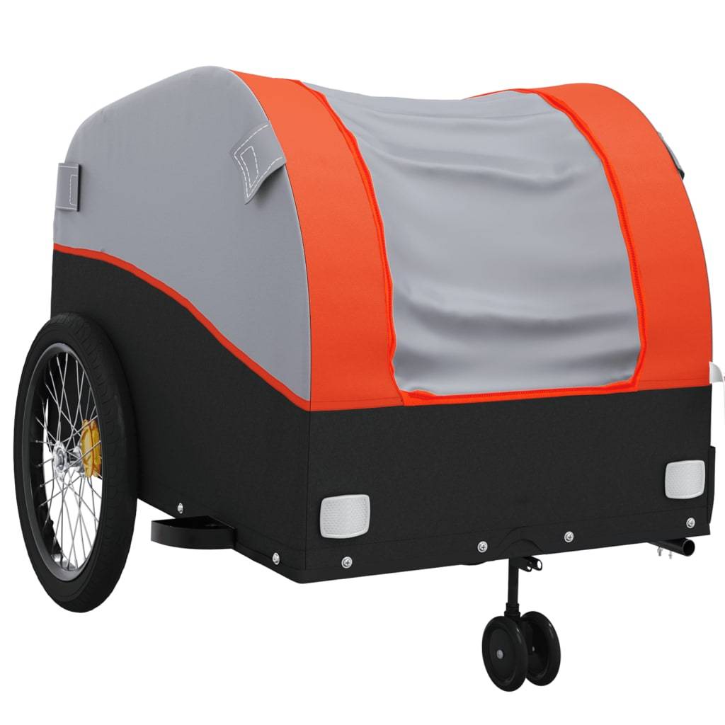 vidaXL Fahrradanhänger Schwarz und Orange 45 kg Eisen